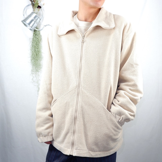 [L] Beige Fleece Zip Up Jacket | フリース ジップアップ ジャケット