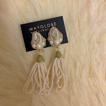 ホーリーブルーカルセドニー macrame earrings | PAY ID