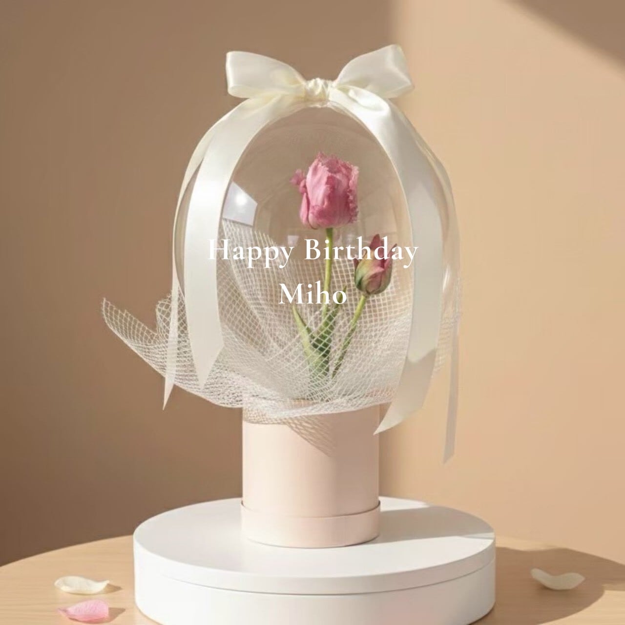 誕生日・記念日 balloon bouquet( パイロット咲きピンクチューリップ)