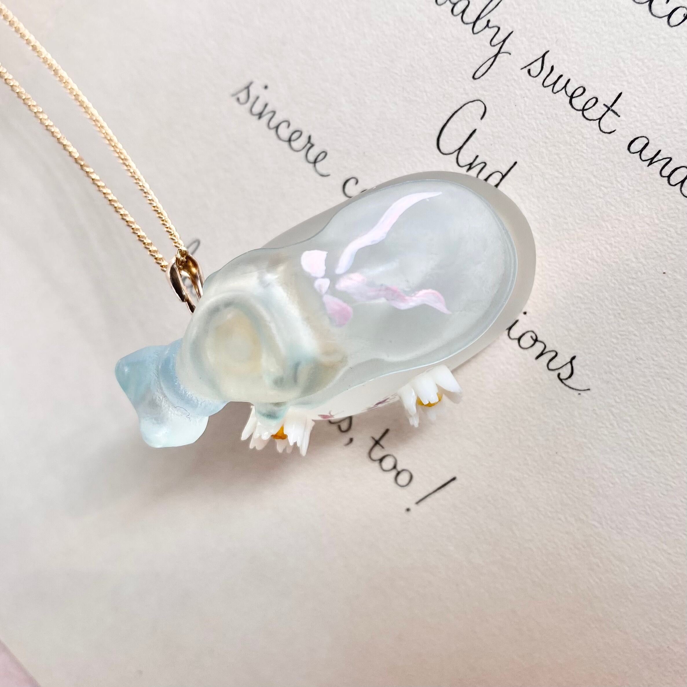 (ブルーねこ)Hand painted perfume neckless ペイント香水瓶ネックレス