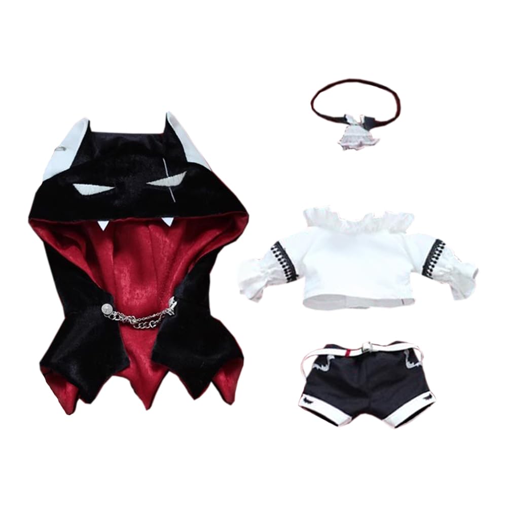 【人気】niannyyhouse 10cm 20cm ぬいぐるみ 服 ショール ネクタイ ワイシャツ ズボン ベルト デビルスーツ 着せ替え アクセサリー (Black 20cm)