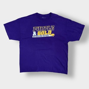 【Russell】カレッジ 北アイオワ大学 NORTHEIN IOWA PANTHERS ロゴ プリント Tシャツ 2XL ビッグシルエット パープル ラッセル 半袖 夏物 us古着