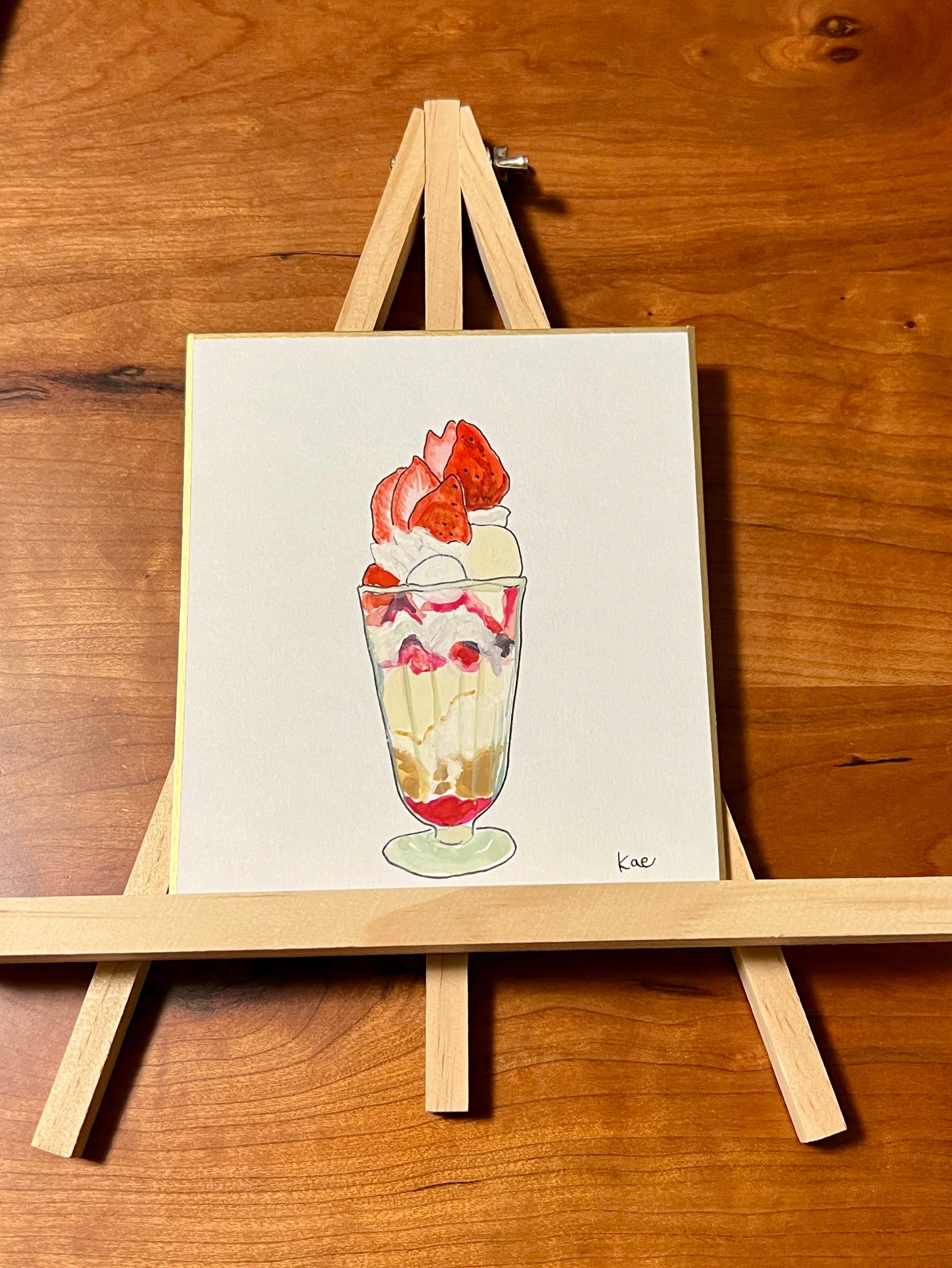 安藤加恵イラスト いちごパフェ原画 | 京都癒しの旅 セレクトショップ