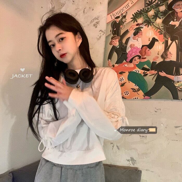 カラーバンドTシャツ シャツ スプリングルーズクロップドトップス スタイル 春物 モンロー54784065285