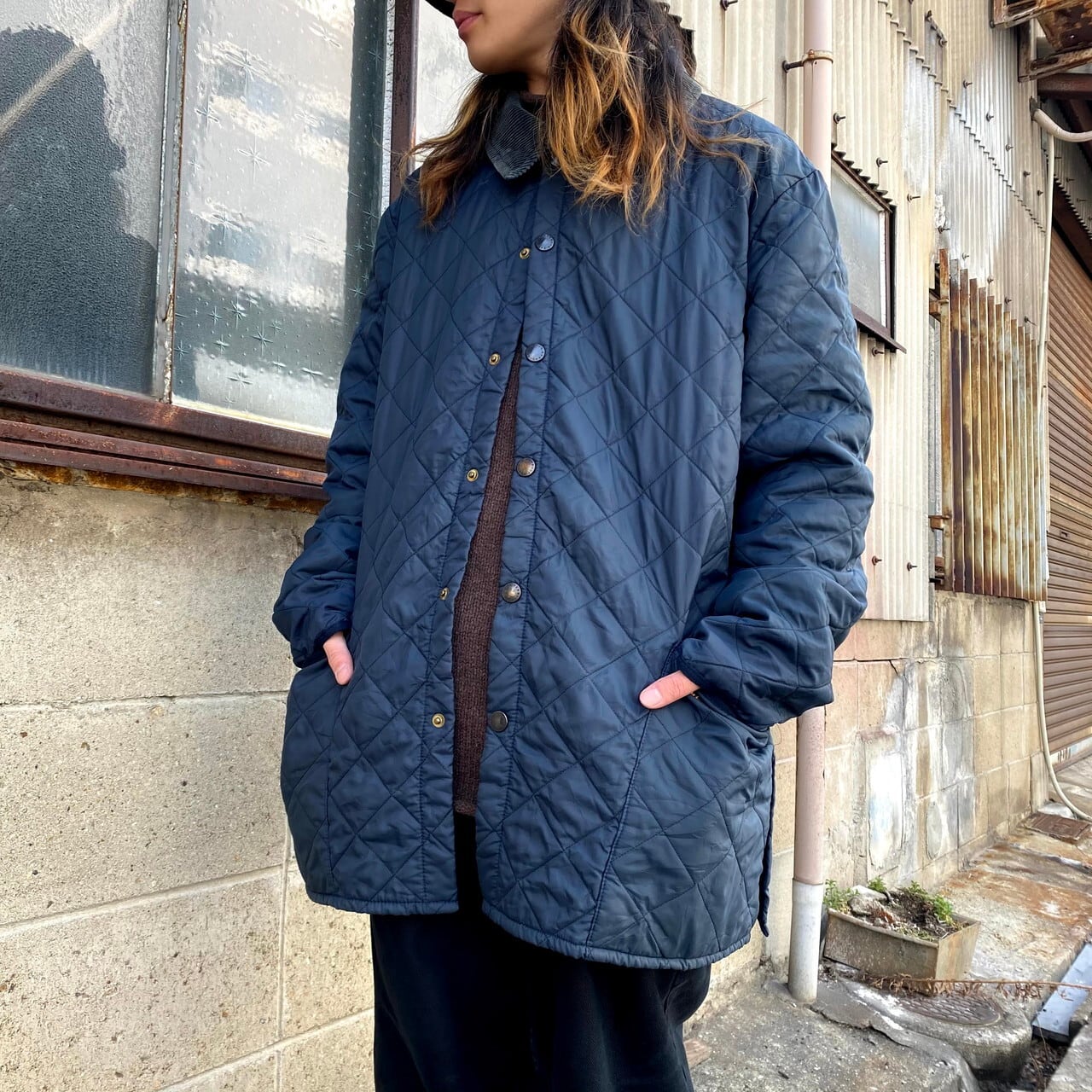 Barbour バブアー キルティング ミリタリー ジャケット ネイビー