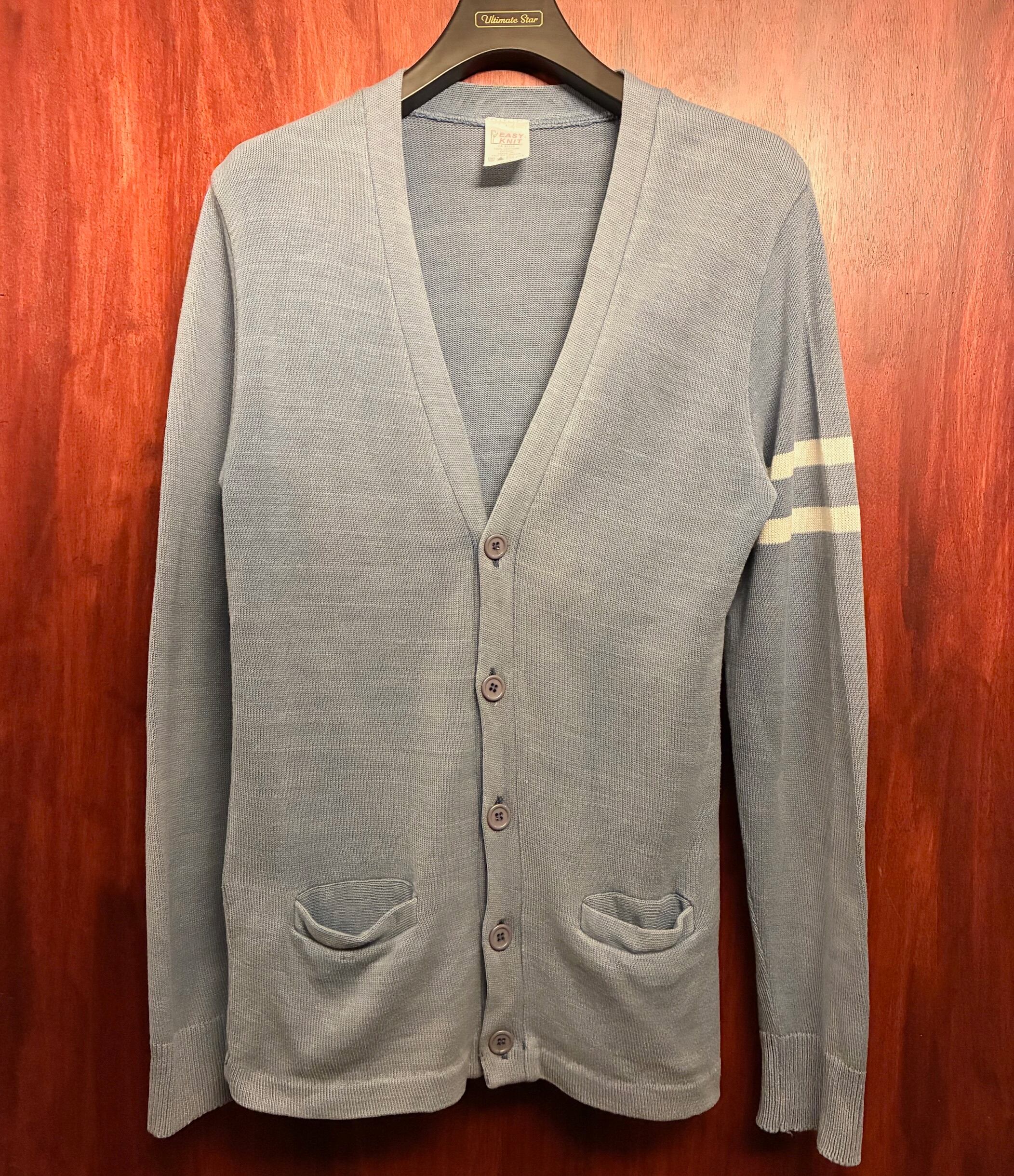 MADE IN CANADA製 EASY KNIT コットンカーディガン サックスブルー M 