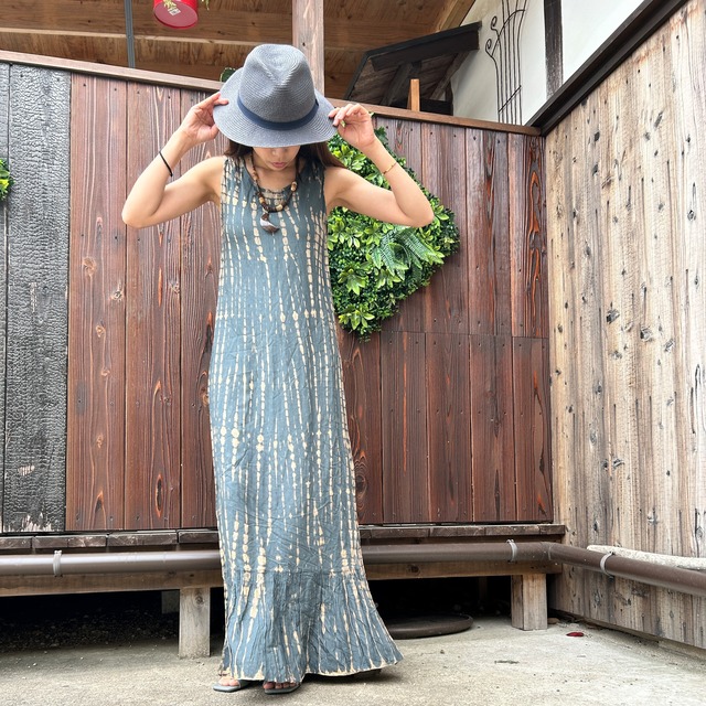 タイダイ後ろリボンロングワンピース