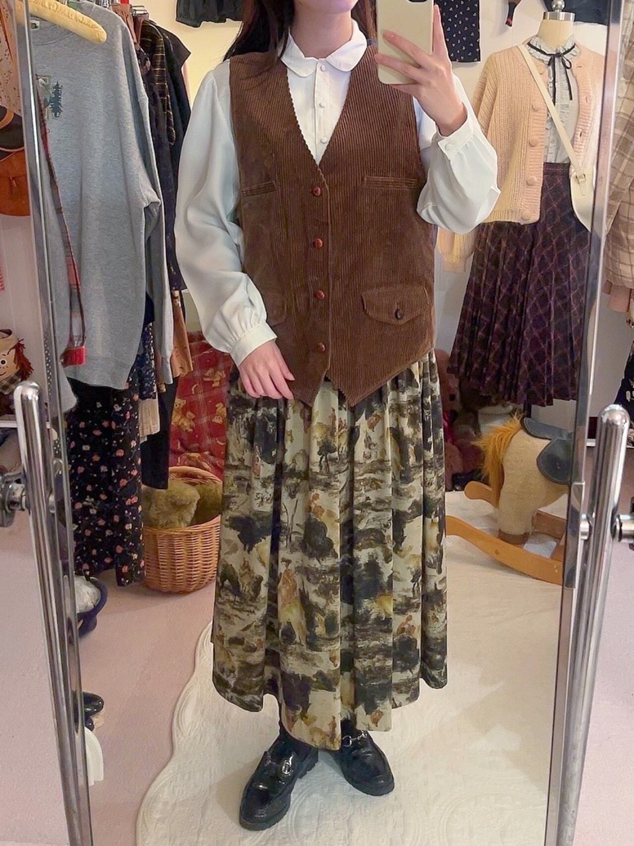 watercolour paint gather flare skirt