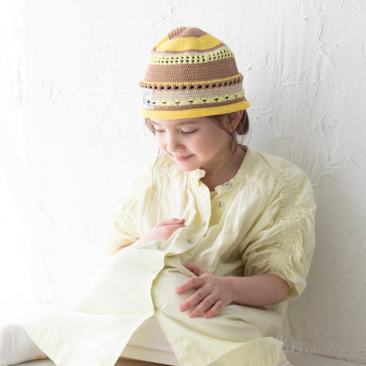 クロシェハット【マルチイエロー】48cm 全3色 推奨年齢1歳〜5歳