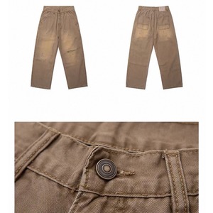 Damage processed loose fit pants 1048