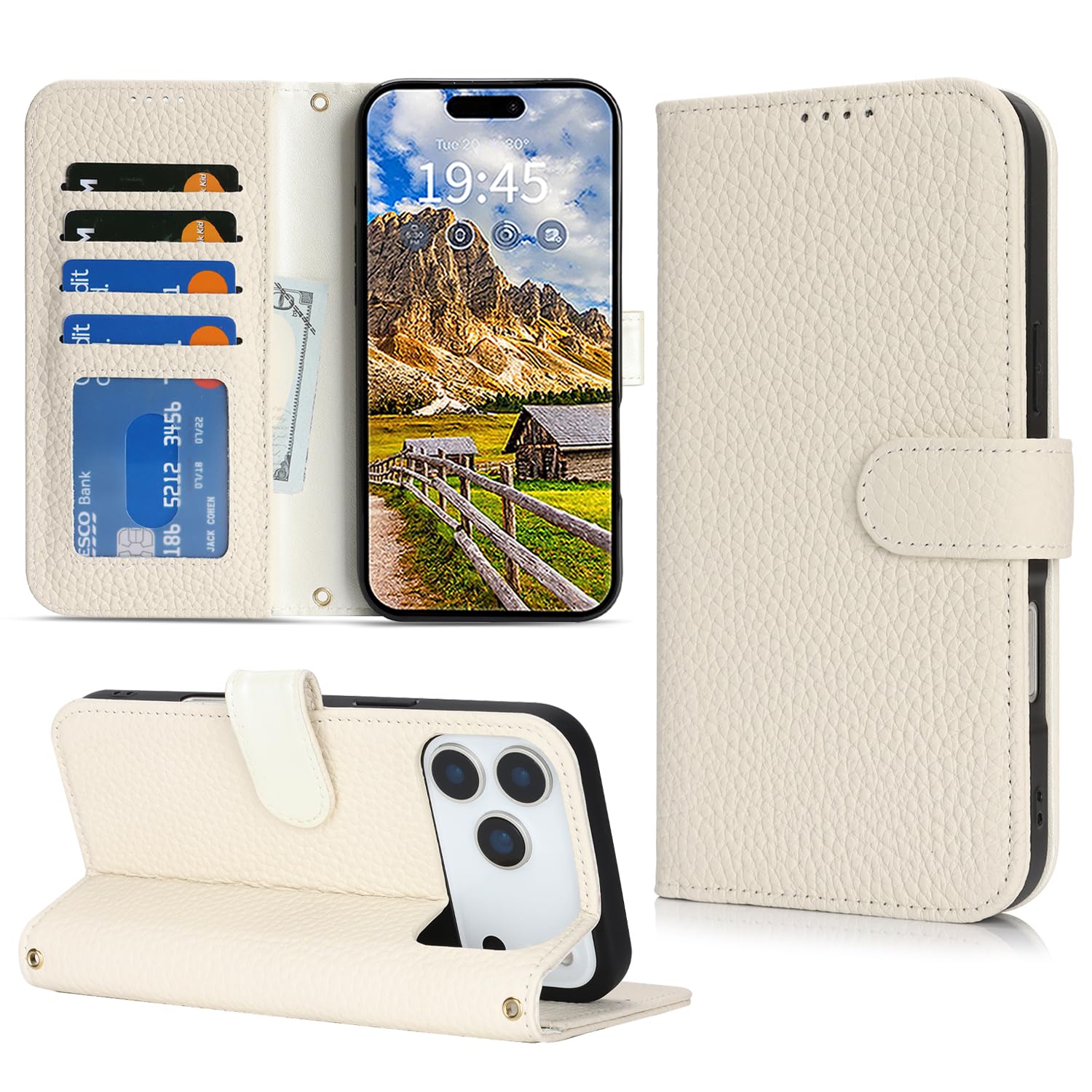 DEYHU 対応 iPhone 18 Pro Max ケース 手帳型 iPhone 17 Pro Max ケース 本革 カード収納-ミルクホワイトです