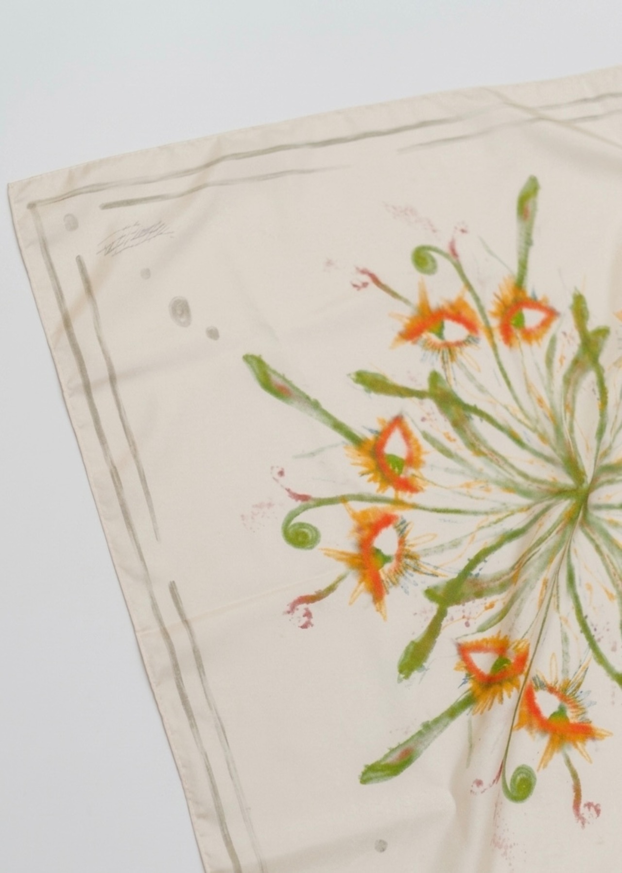 Plants Eye Reversible Scarf /  BEIGE ORANGE × WHITE ORANGE - 2