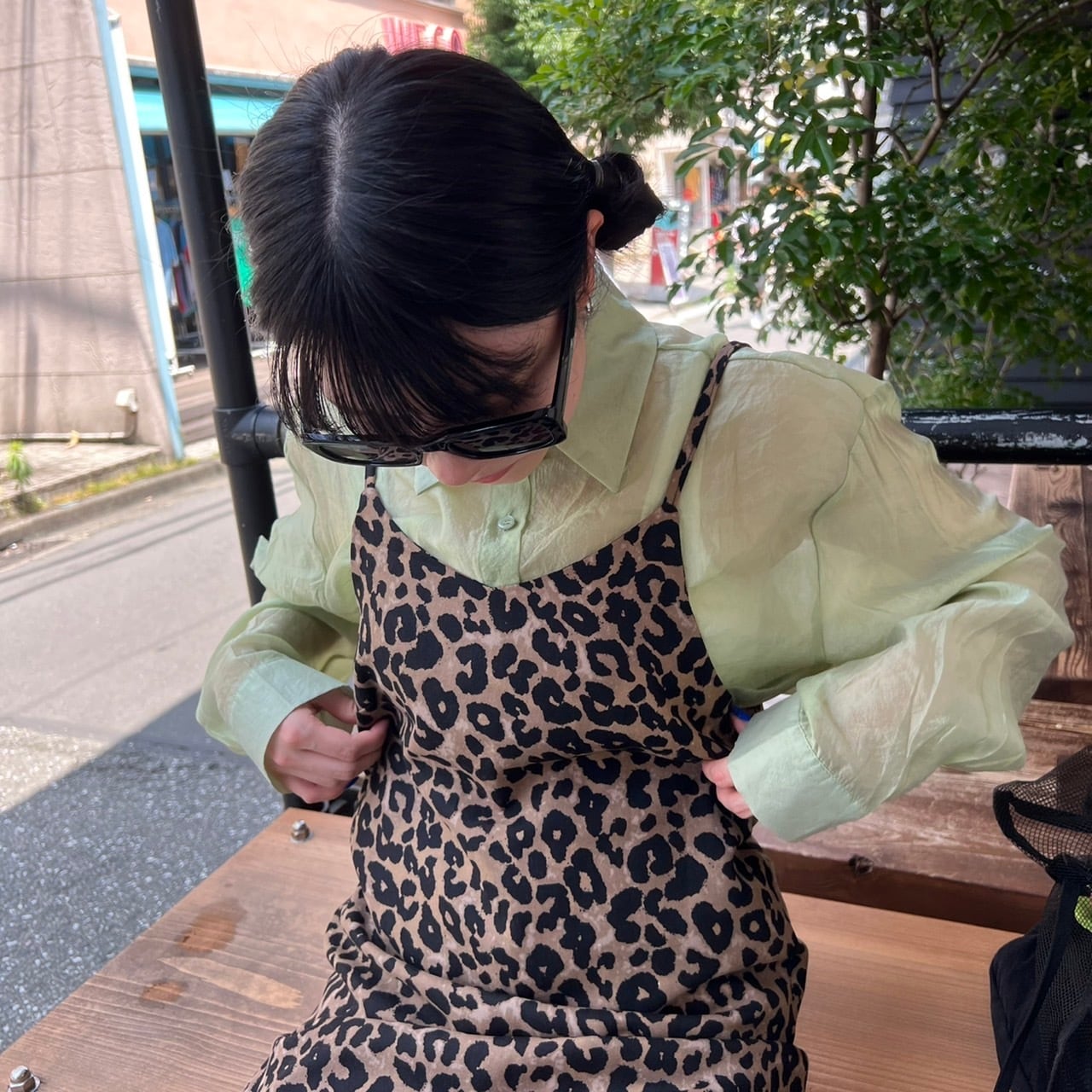 sollon レオパード キャミ ワンピース やす 絣 藍染 エプロン風 sollon レオパード キャミ ワンピース やす 絣 藍染 エプロン風
