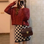 Red Retro Twist-Knit Sweater