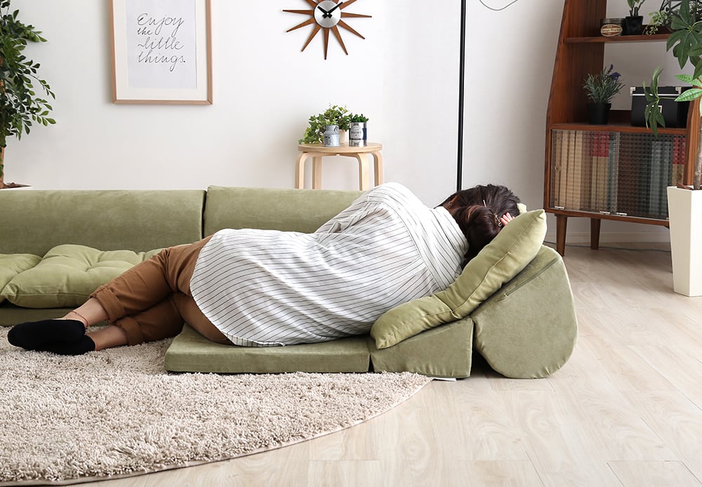 3人掛けフロアコーナーソファ☆分割タイプ☆リクライニング機能付  