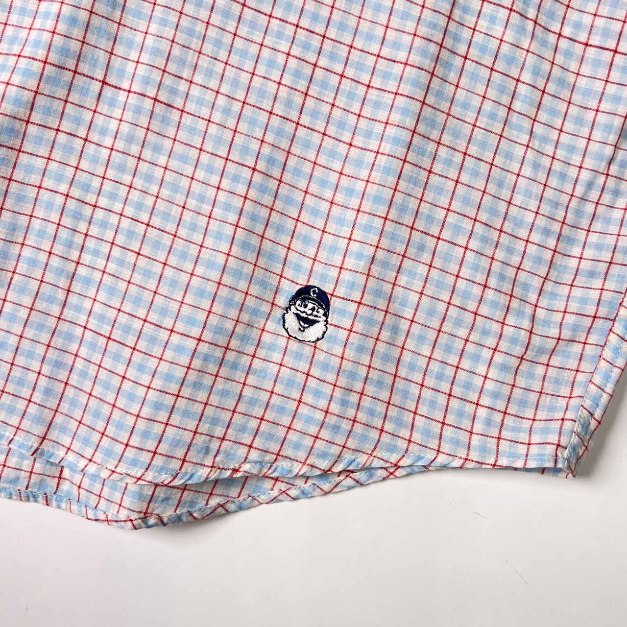 Captain Santa キャプテンサンタ チェック BD ボタンダウン 半袖シャツ L/水色系 メンズ ジョイマークデザイン
