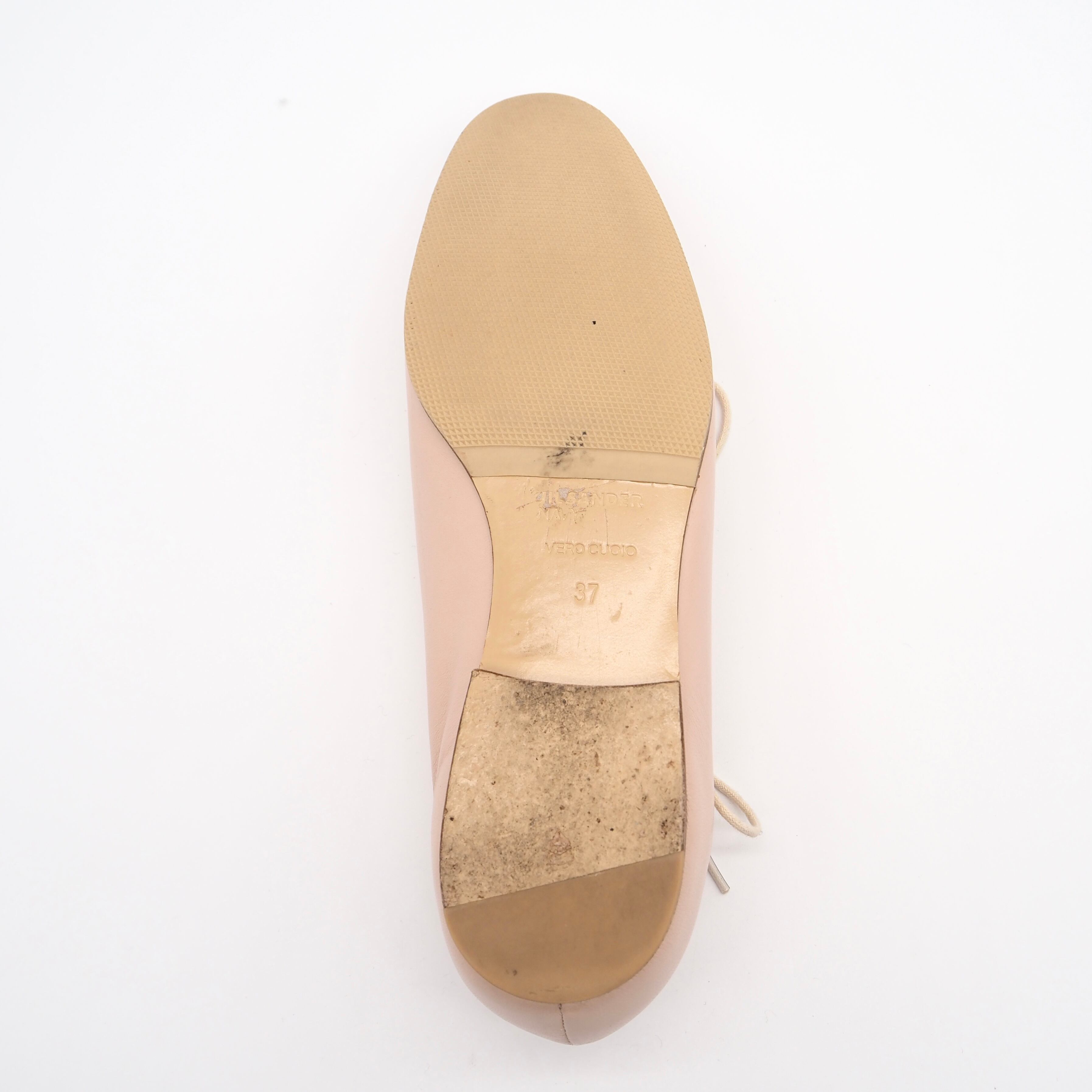 JIL SANDER NAVY レースアップシューズ レザー ピンクベージュ ジル