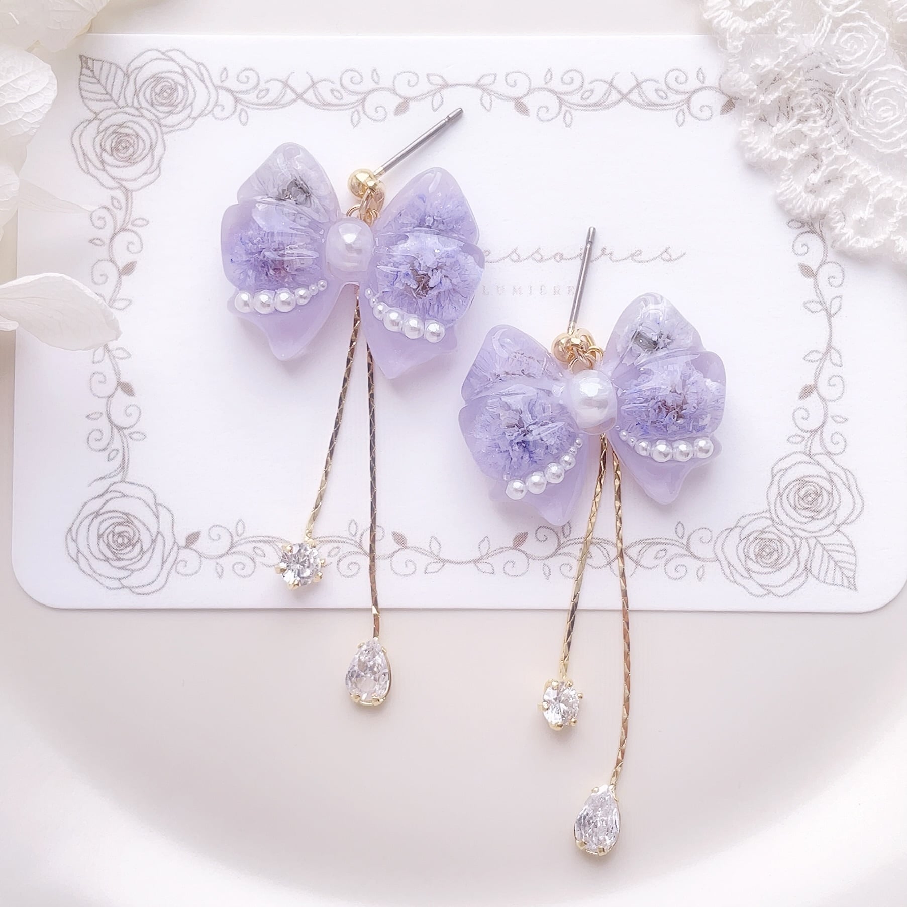 Ribbonette "リボネッタ" ピアス/イヤリング(lavender)