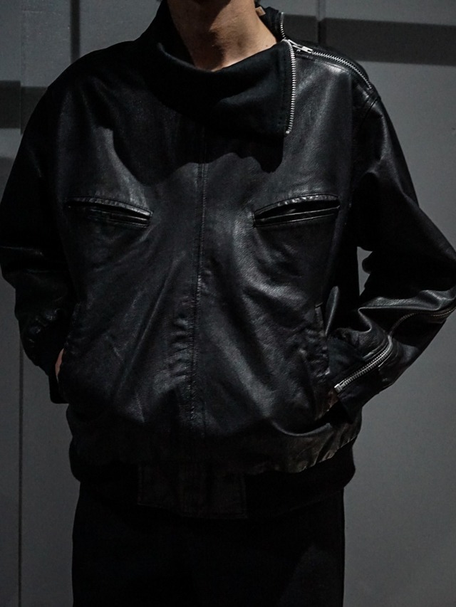 【add (C) vintage】Technical Zip Gimmick Vintage Leather Jacket