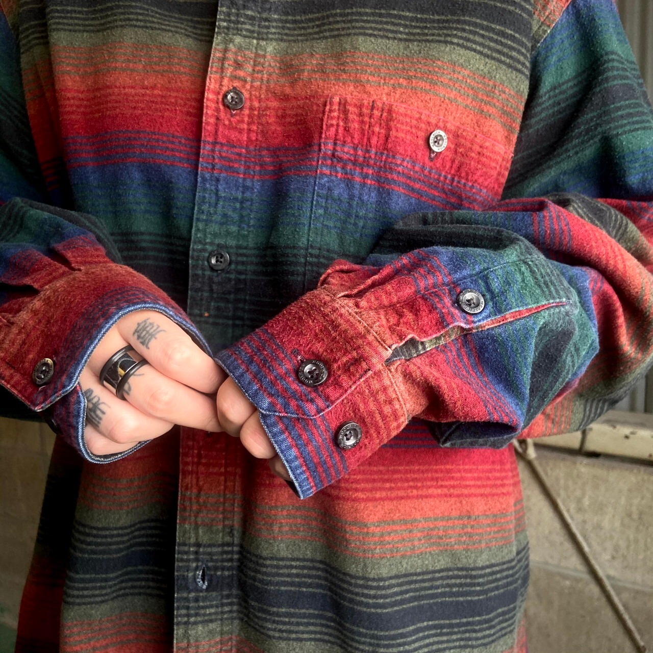ビッグサイズ WOOLRICH ウールリッチ ネイティブボーダー柄 フランネル 
