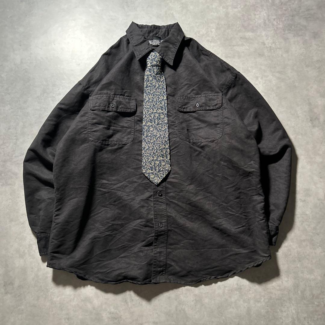 MONTAGE スエード ベロア ブラック ネクタイ シャツ セット