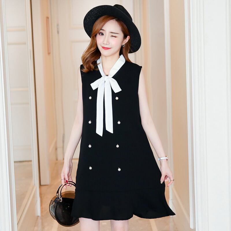 【新作】【送料無料】 マタニティドレス2019夏の新しいルーズマタニティドレスファッションノースリーブタイアッププラスサイズのマタニティドレス-アリババ 大きめサイズ サマー 夏物 expec213895223930