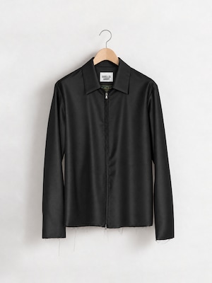 GABRIELA COLL GARMENTS FINE WOOL ZIPPER SHIRT BLACK S14-273