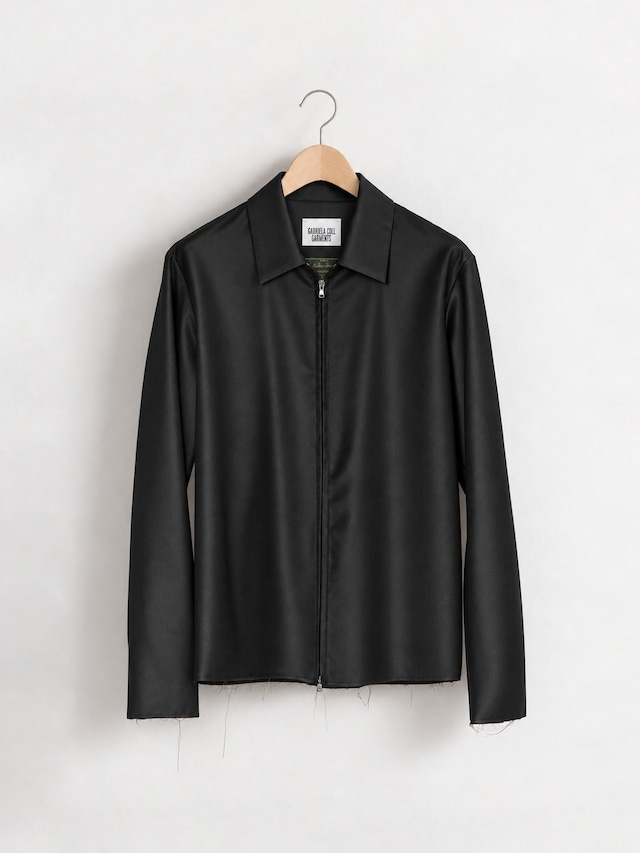 GABRIELA COLL GARMENTS FINE WOOL ZIPPER SHIRT BLACK S14-273
