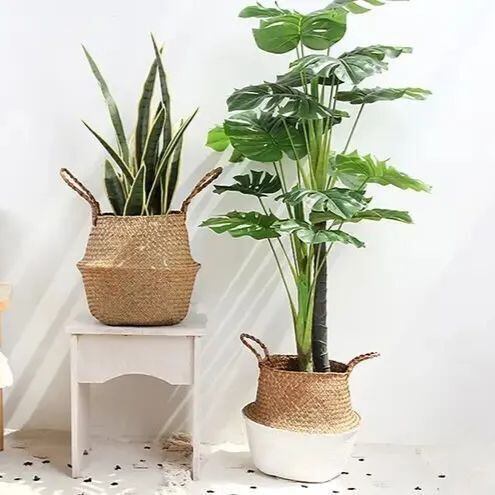 ラタン製　球形プランター　※植物もご希望の方はメッセージください 植木鉢 プランター 鉢 ミニ竹 折りたたみ式 ラタン おしゃれ 観葉植物