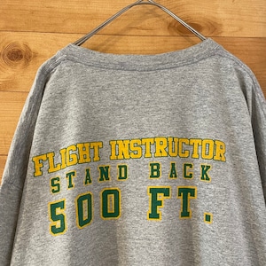 【GILDAN】プリントTシャツ ロゴ バックプリント peter pan's flight school グレー XL ビッグサイズ us古着