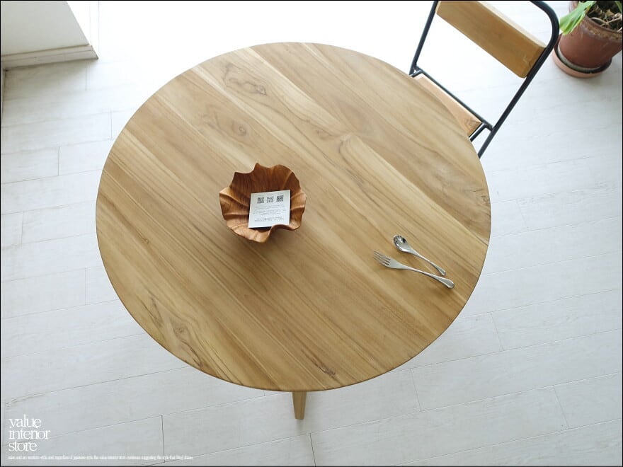 チーク無垢材 丸テーブルbulat100cm ダイニングテーブル 円形テーブル