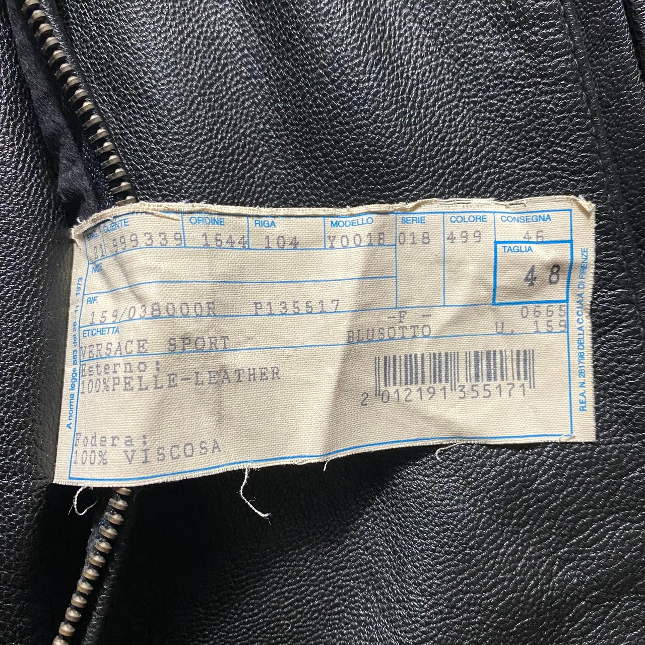 vintage VERSACE SPORT logo print black leather jacket