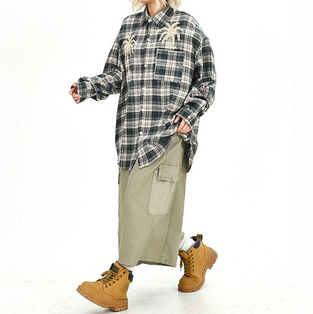 リゾートモチーフチェックオーバーシャツ 1col   R01710