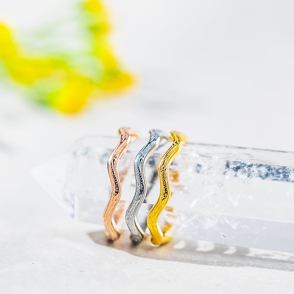 【年始セール】ハワイアンジュエリー 波スクロールリング ピンキーリングropr14