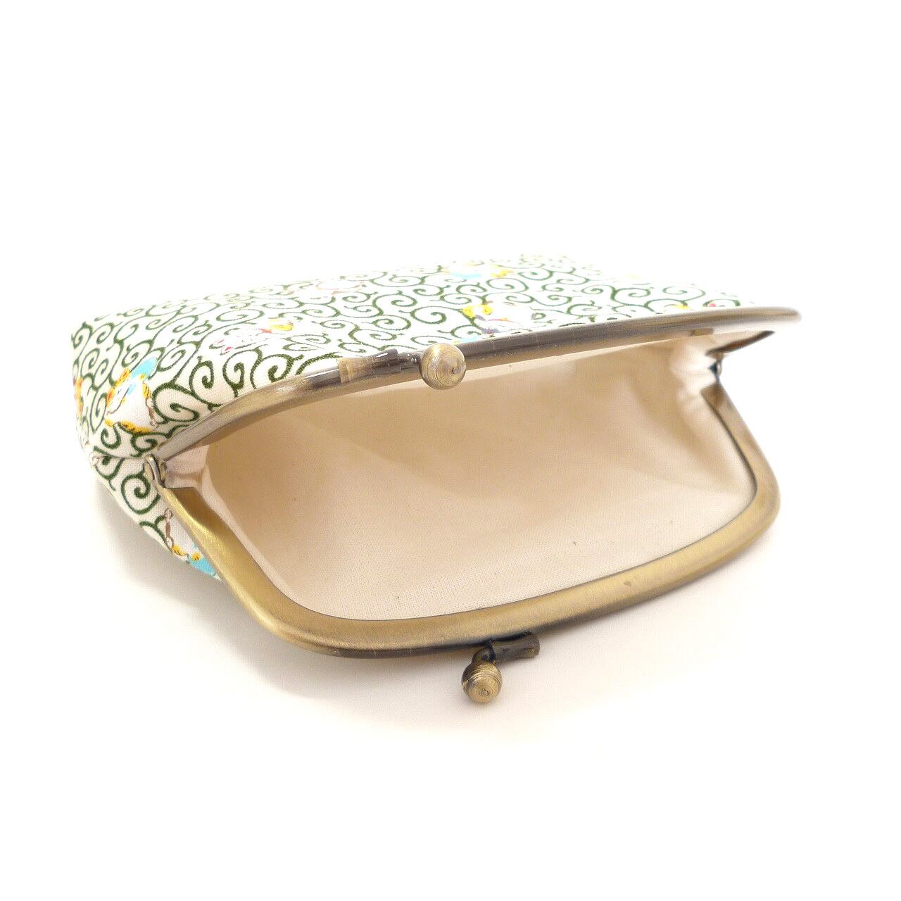 がま口ポーチ 招き猫 唐草模様 和柄 ネコ 猫柄 G183 | 手づくりの