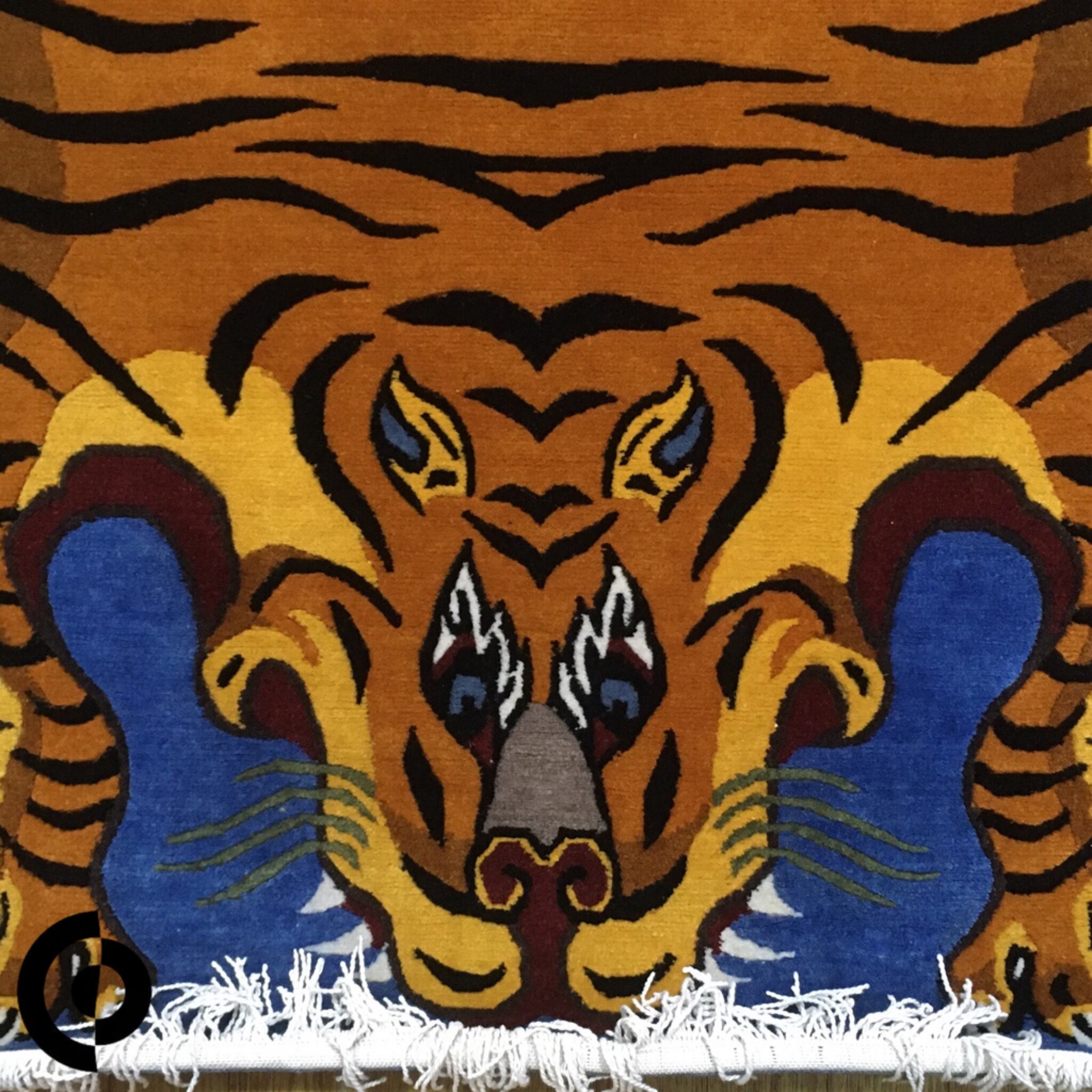 チベタンタイガーラグ L WOOL SQUARE ☆ TIBETAN TIGER RUG 【 大 本物