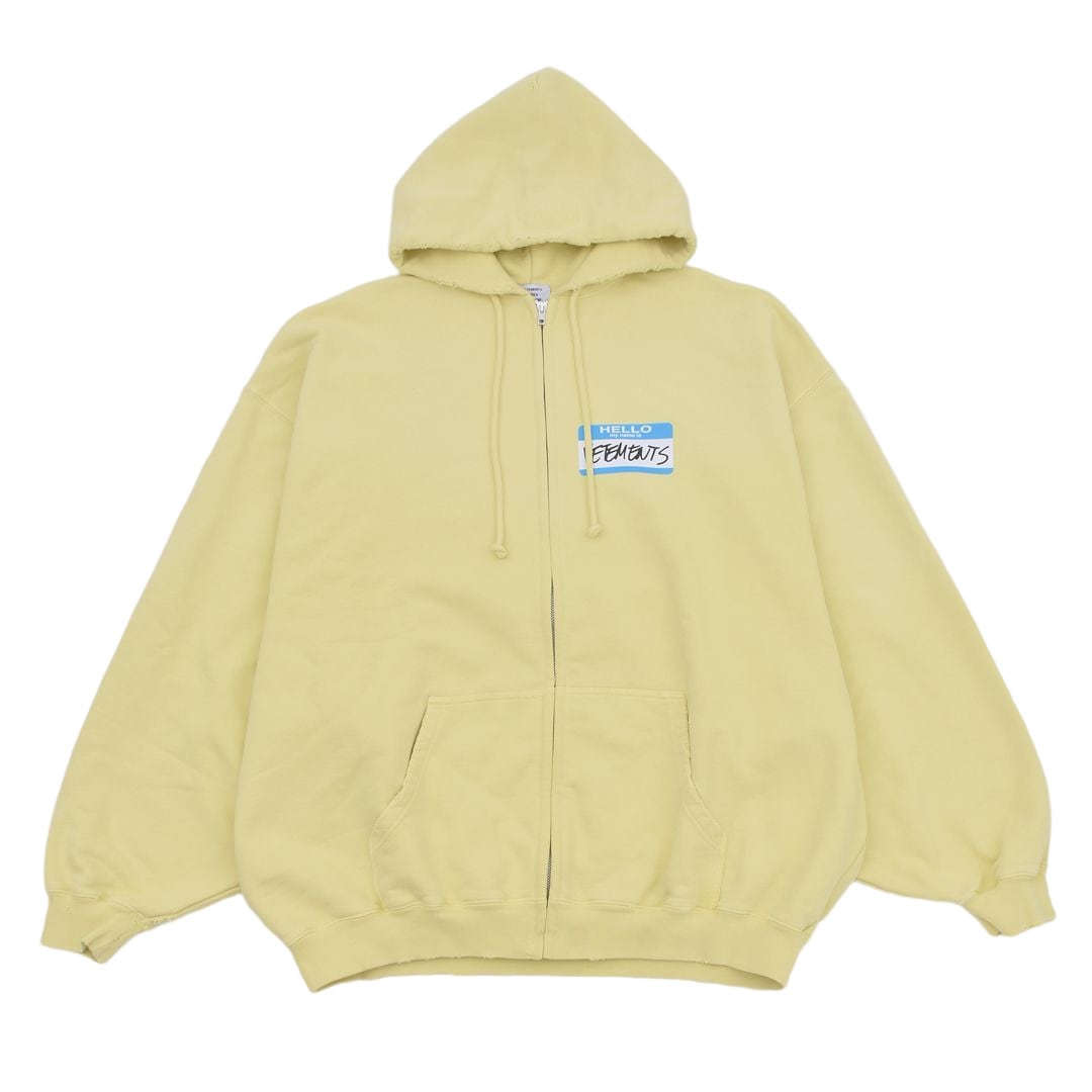 【VETEMENTS】MY NAME IS VETEMENTS FADED ZIP-UP HOODIE | AYIN