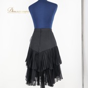 社交ダンス 衣装 スカート チャコット Chacott ブラック系 無地 プリーツ フリル 黒 シンプル 日本製 ひざ丈 上品 かわいい レッスン 練習 オールブラック 華やか ダンス衣装