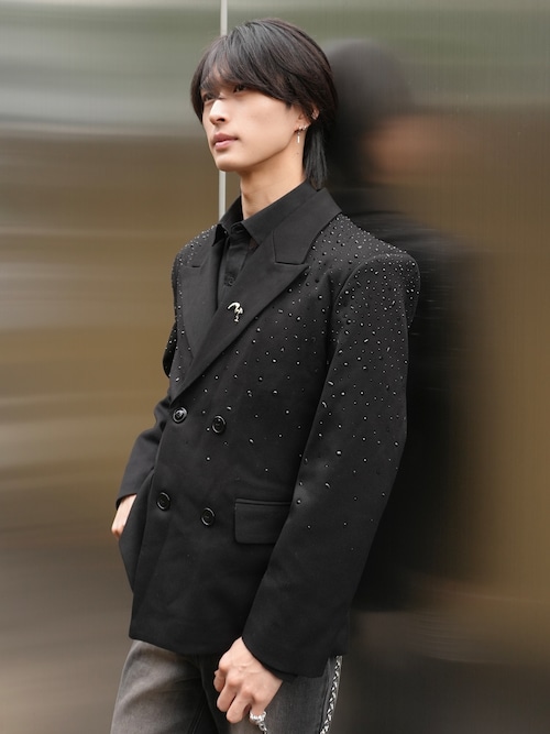【ALUDE】Lustrous noir brooch jacket