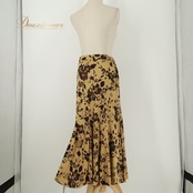 社交ダンス 衣装 Sanline サンリーヌ スカート レッスンウェア ベージュ系 ブラウン系 茶 花柄 植物柄 華やか かわいい おしゃれ 上品 大人っぽい ダンス レッスン 練習 ダンス衣装 練習着 社交ダンス衣装 フレアスカート ふんわり 軽やか