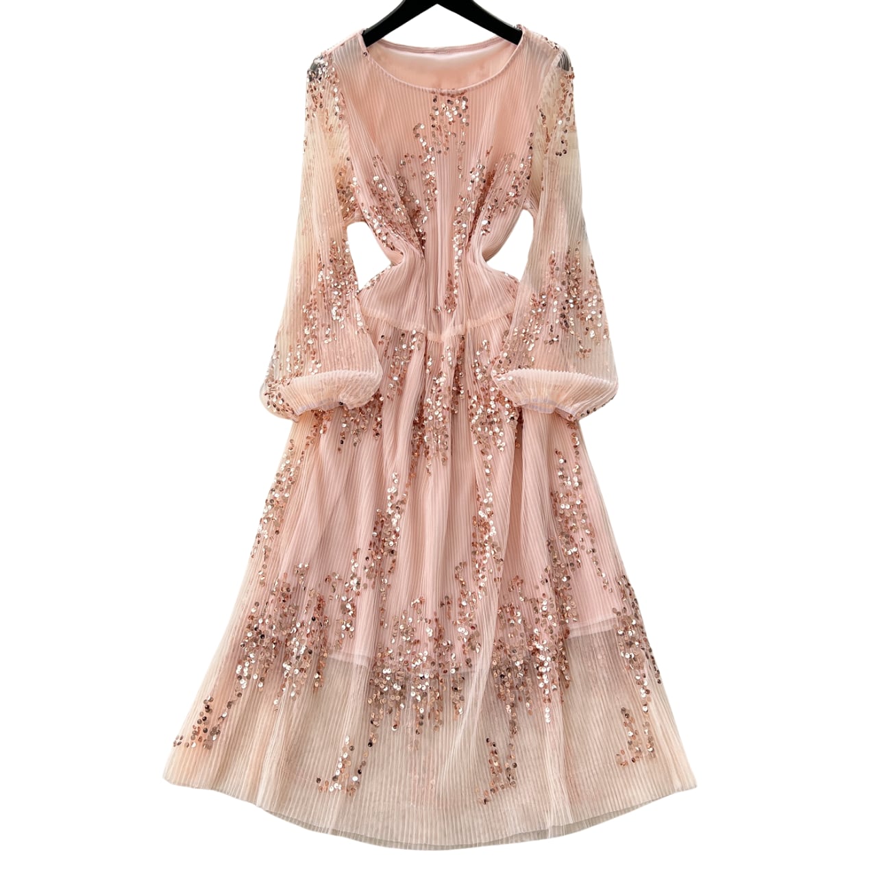 シアープリーツビジューワンピース L1784