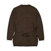 Mademoiselle NON NON マドモアゼルノンノン ロング丈 ウエストリボン付き ウールニット カーディガン M/オリーブ