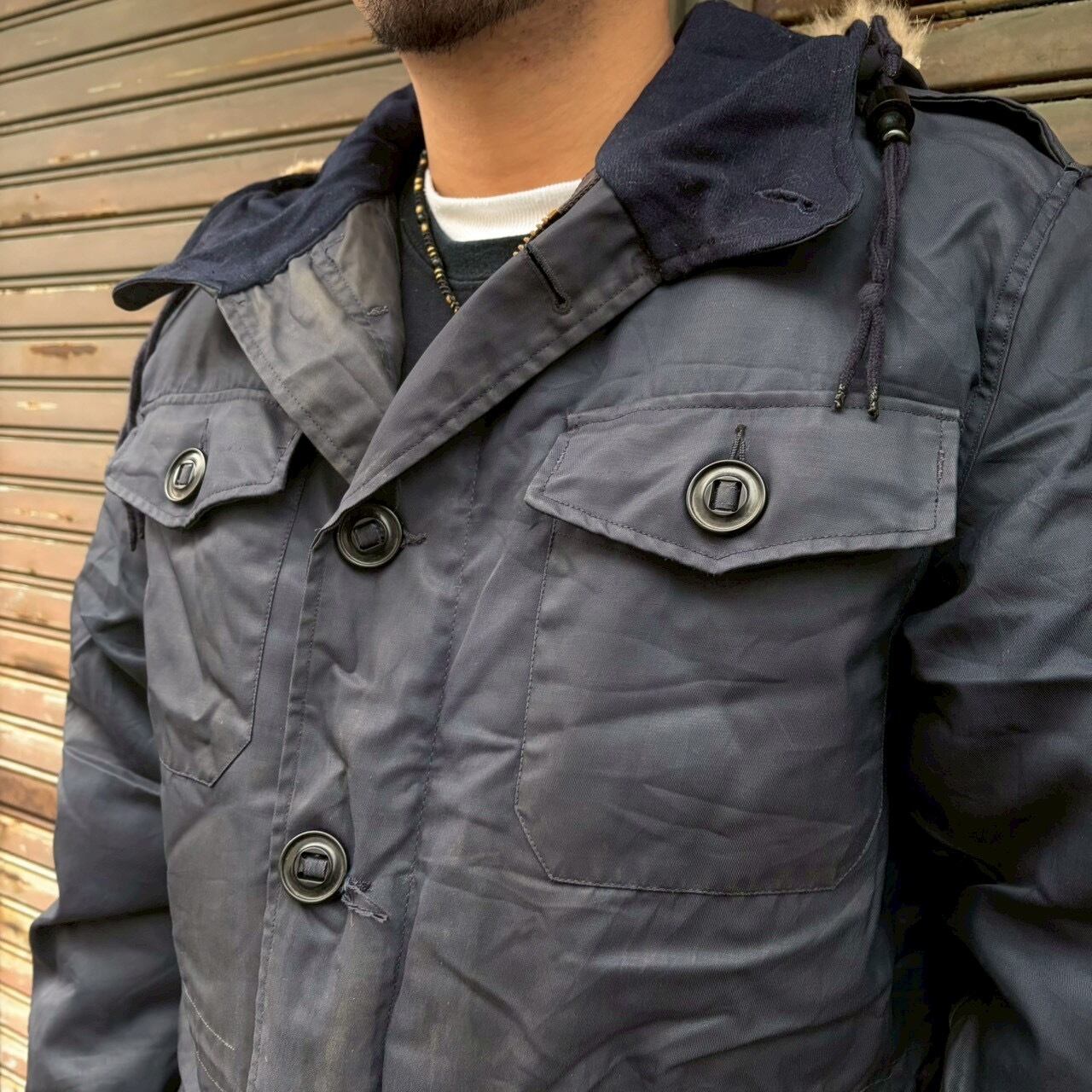 希少 70s カナダ軍 実物 フィールドパーカー ネイビー モッズコート L