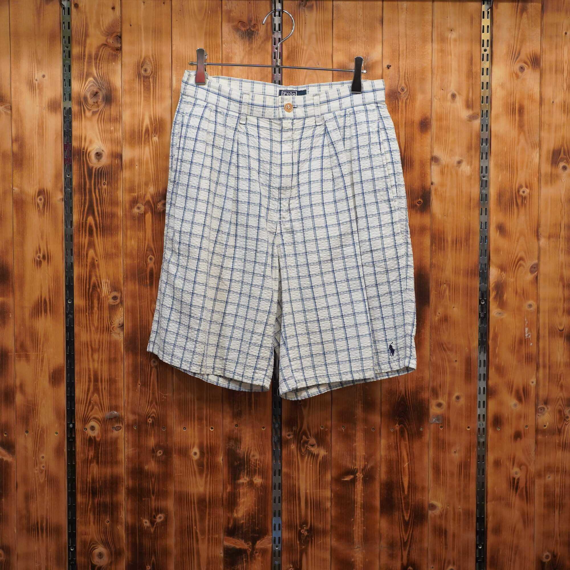 80s90s usa製 ralphlauren シアサッカー チェック ショートパンツ W28