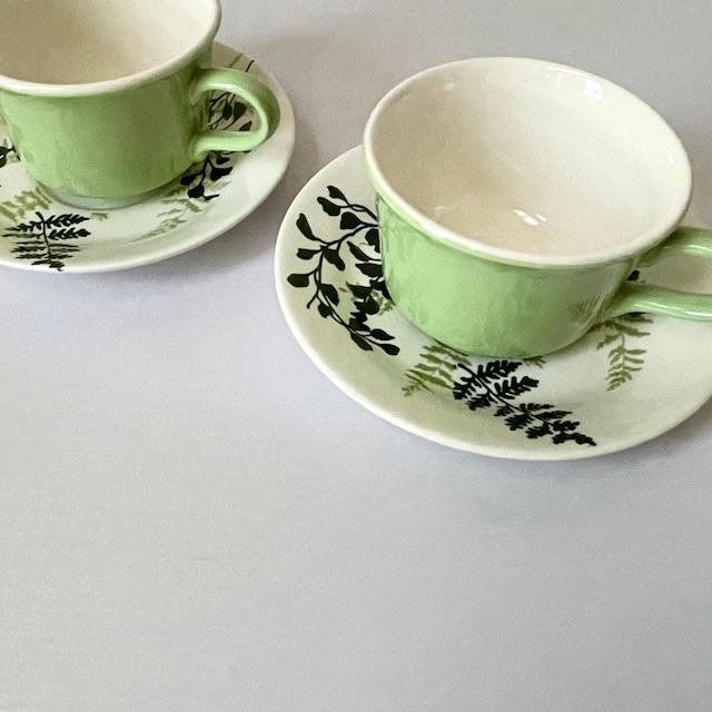 USA 50〜60s Vintage Leaf Cup&Saucer×2set    L990