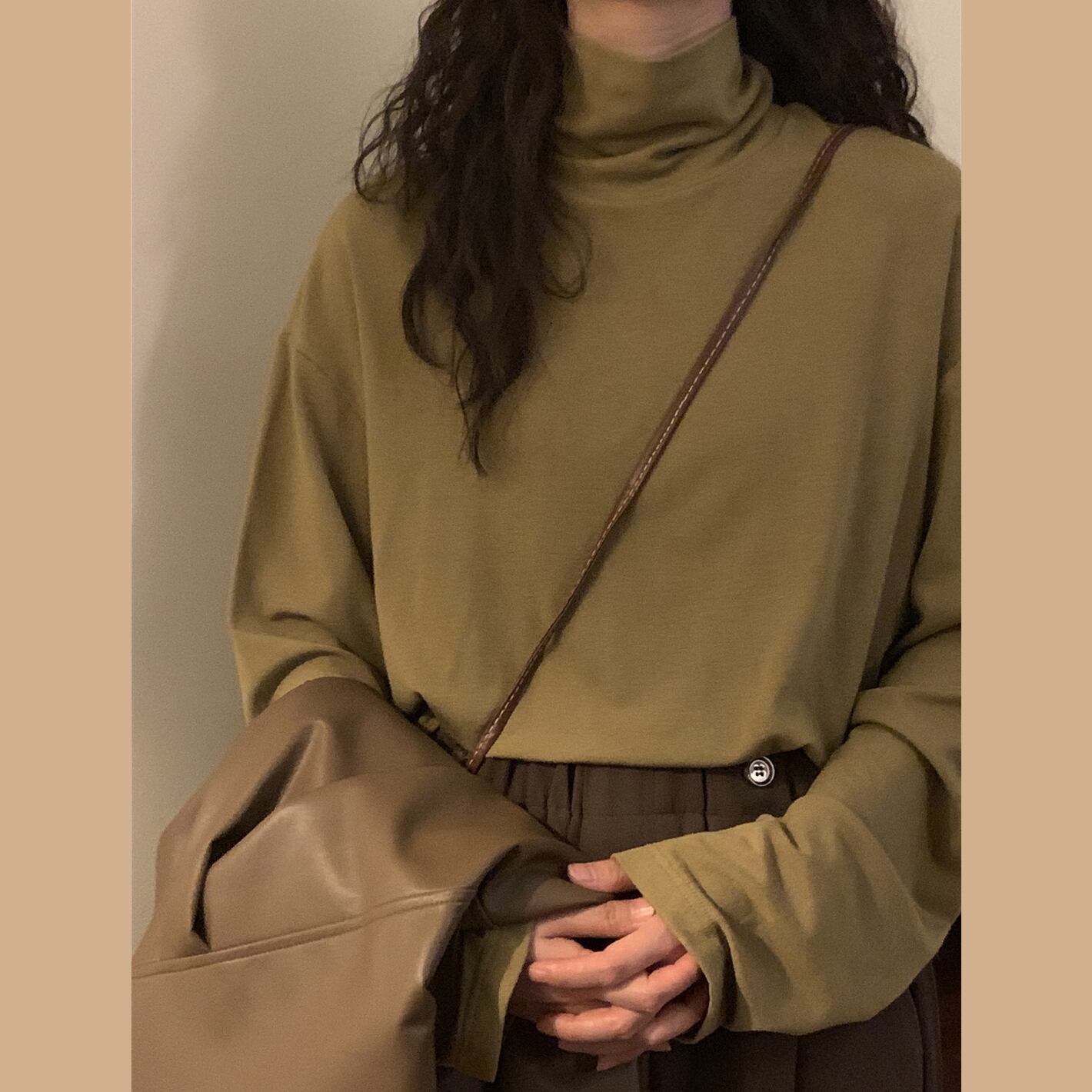 NAGA柳茶色ハイネックインナーシャツ | citron elegant