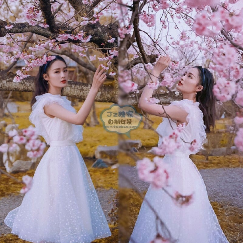 エレガント ホワイト プリンセスライン ひざ丈ドレス ワンピース  