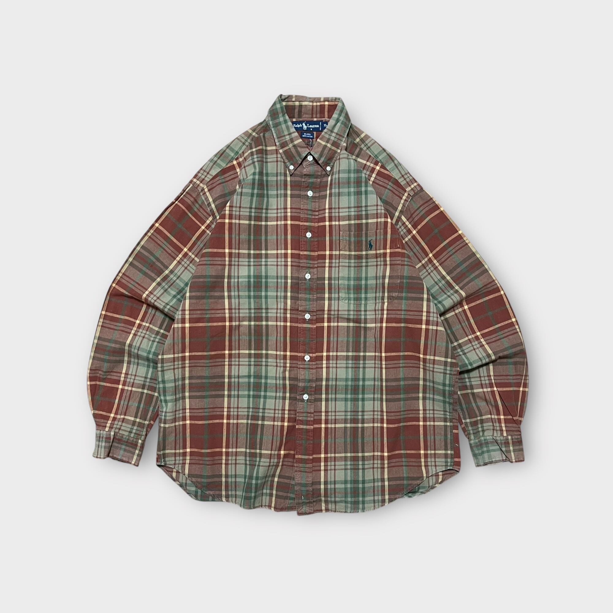 【Ralph Lauren】1990's "BRAIRE" タータンチェックボタンダウンシャツ