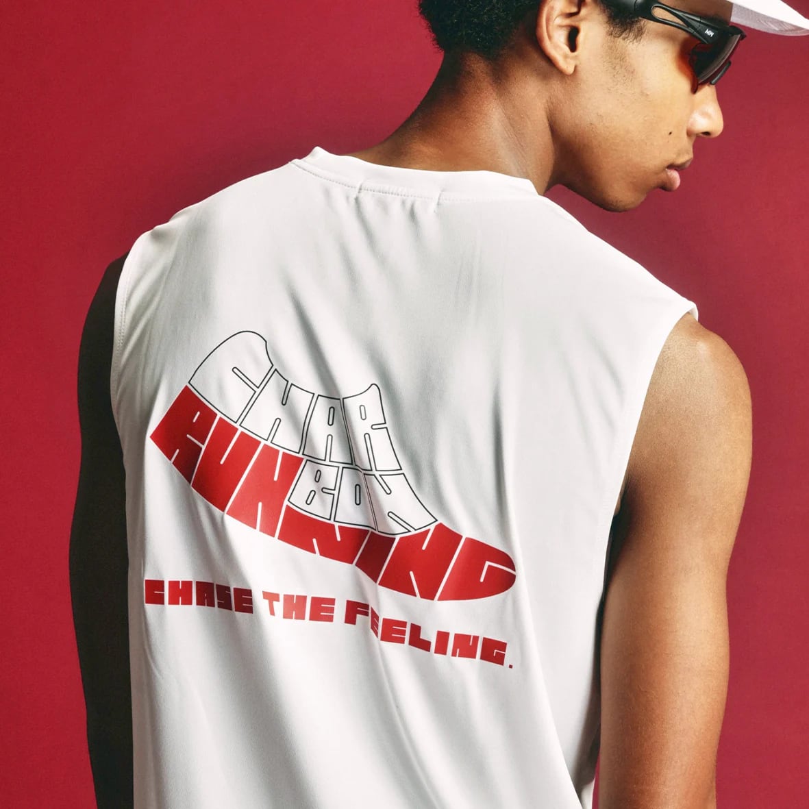 charbon / POLARTEC POWER DRY SLEEVELESS T-SHIRTS（White×Red） | 道