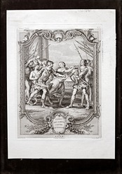 1780s フランス 31c 繊細な歴史的銅版画 図版 サビニ人の略奪 カルナヴァル博物館所蔵 アンティーク